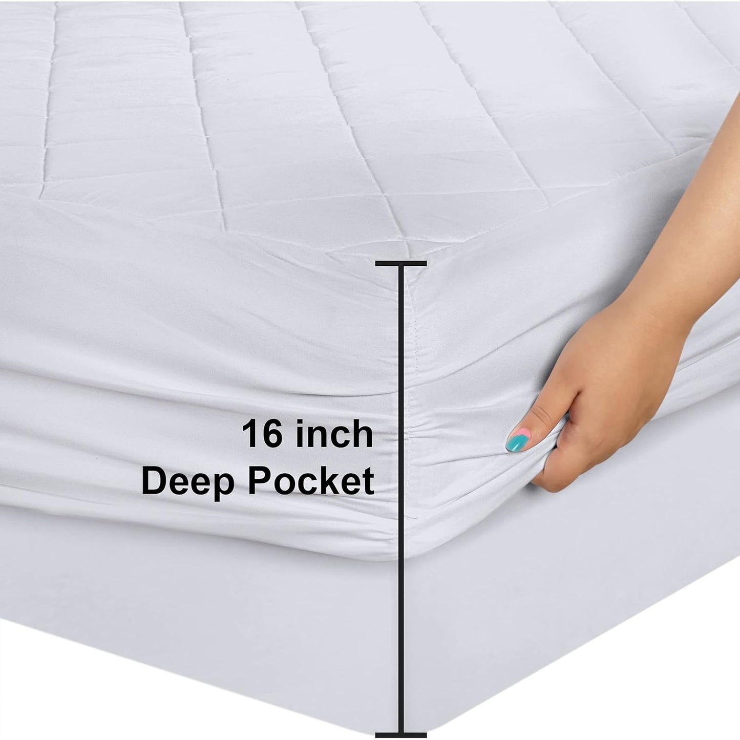 Utopia Bedding Quilted King Size Mattress Pad - Deep Pocket Protector & Cover | Machine Washable (White)