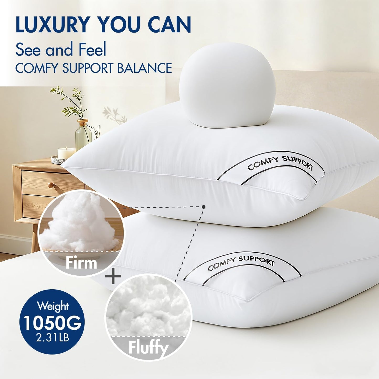 MIULEE Euro Pillow Inserts - 26x26 Inch Down Alternative, Comfy Support for Sofa & Bed - Pack of 2