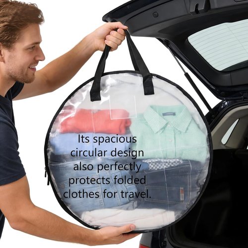 Hayoulabo Clear Christmas Wreath Storage Bags - Waterproof 24-Inch Container with Dual Zipper & Reinforced Handles