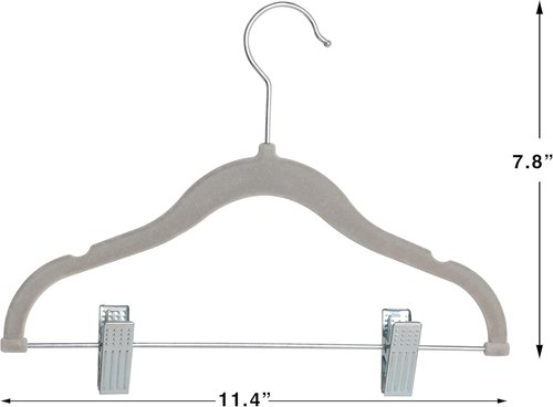Finnhomy Velvet Non-Slip Baby & Kids Clothes Hangers - 20-Pack with Movable Clips, Heavy-Duty Gray