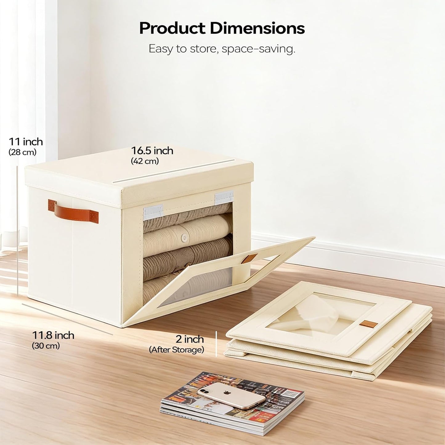 Large Storage Bins with Lids by [Brand Name] - Stackable & Collapsible Oxford Fabric Organizers | 16.5” x 11.8” x 11”