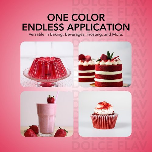 Dolce Flav Natural Red Food Coloring - Vivid Plant-Based Beet Dye | 2 oz Water-Soluble Liquid for Baking & Drinks | No Artificial Dyes, Kosher, Made in USA