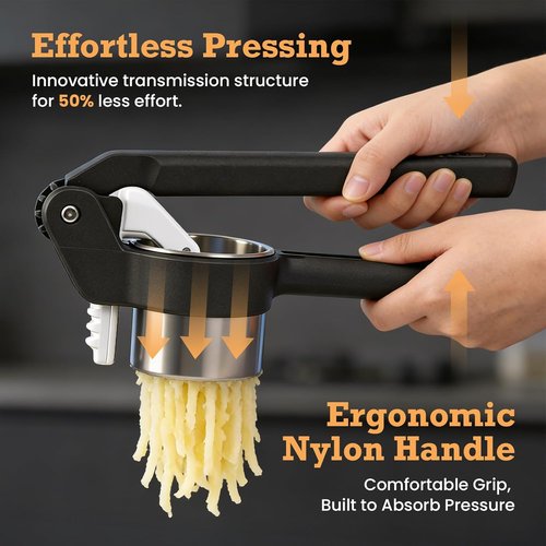 Betso Potato Ricer - Effortless Double-Gear Masher for Perfect Mashed Potatoes | Heavy-Duty & Dishwasher Safe