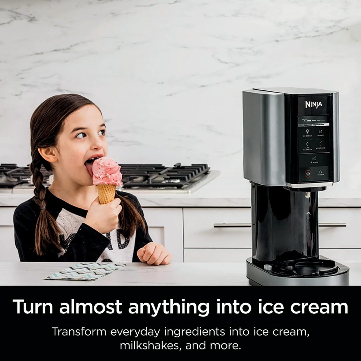 Ninja NC300 CREAMi Ice Cream Maker - Includes 2 Pint Containers & Lids - Silver Finish