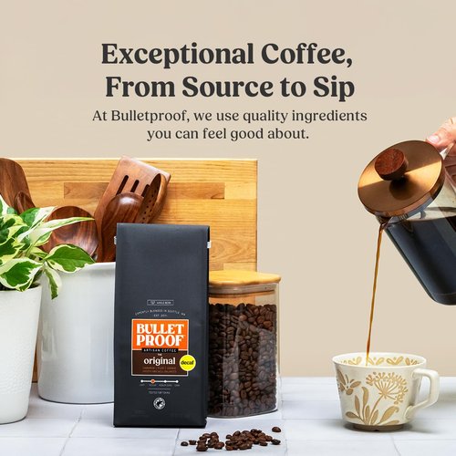 Bulletproof Original Decaf Coffee - Medium Roast Whole Beans, 12 Ounces (Pack of 3) | 100% Arabica Blend