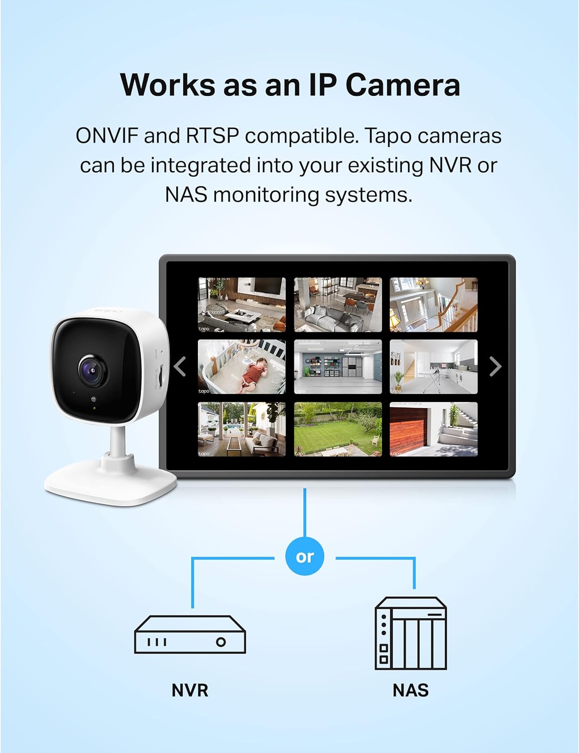 TP-Link Tapo 1080P Indoor Security Camera - Baby Monitor & Dog Camera with Night Vision, 2-Way Audio | Alexa & Google Home Compatible (Tapo C100)