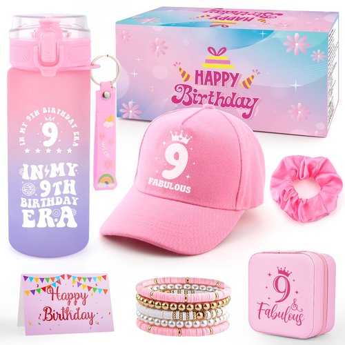Gifts For 9 Year Old Girls, 9 Year Old Girl Birthday Gifts 9th Birthday Gift For Girls Ideas For Daughter Niece Sister Granddaughter Cool Things For 9Year Old Girl Gifts Water Bottle And Baseball Cap