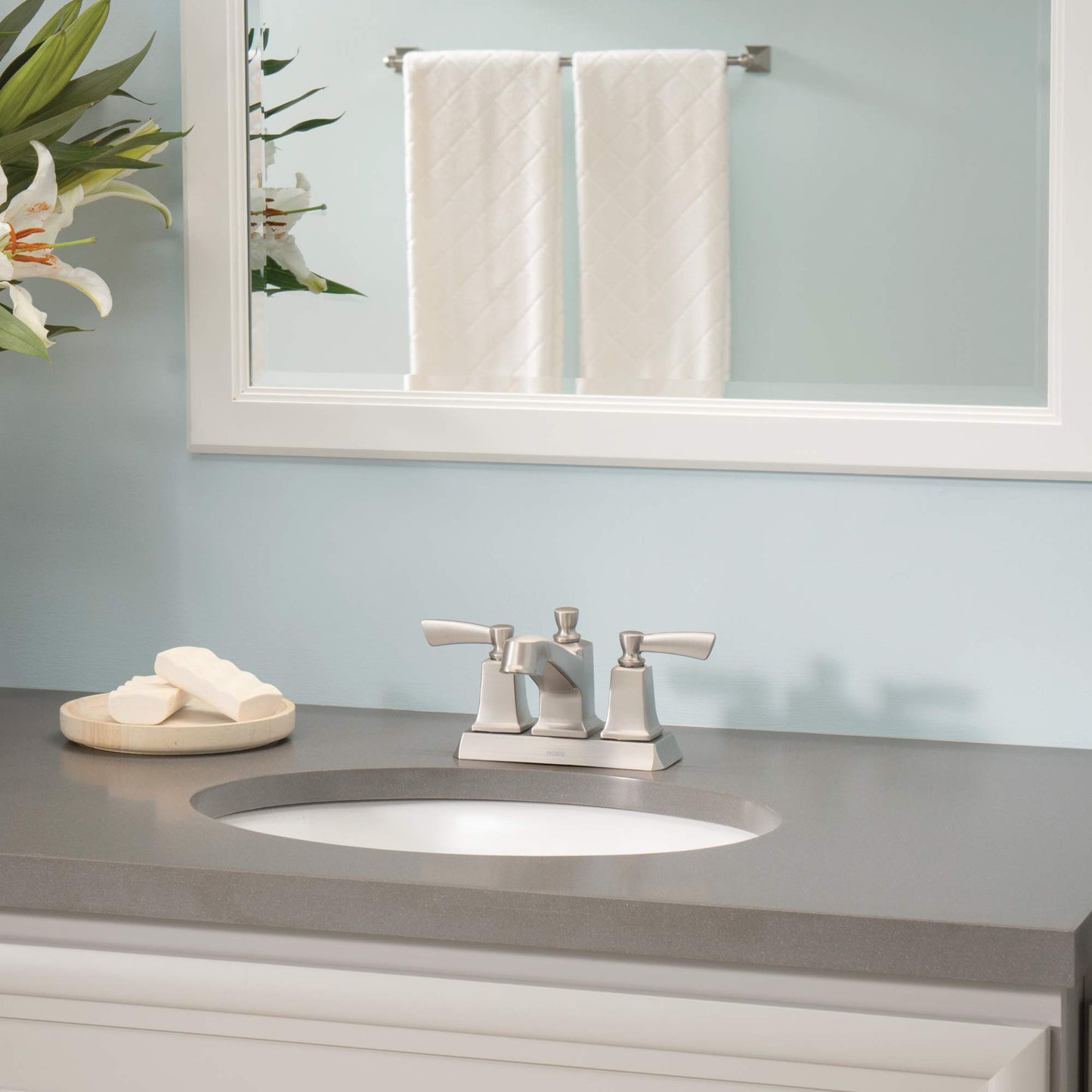 Moen DN8324BN Retreat Collection 24-Inch Bathroom Single -Towel Bar, Brushed Nickel with Moen DN8386BN Retreat Collection Bathroom Hand -Towel Ring with Hardware, Brushed Nickel
