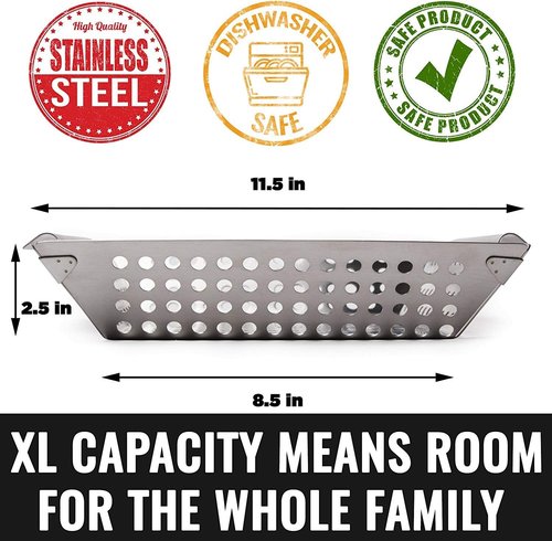 Grillaholics Grill Basket - XL Premium Stainless Steel Vegetable Grill Basket for BBQ | Ideal for Veggies, Fish & Kebabs