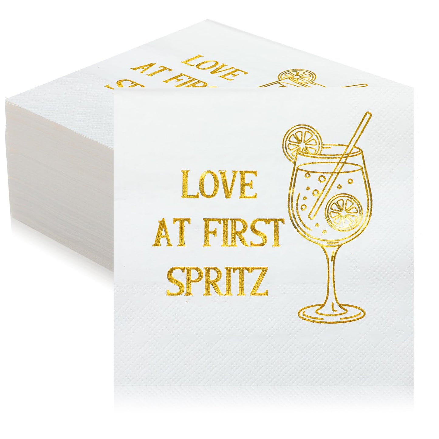 Eaasty 100 Counts Love at First Spritz Napkins 5" x 5" Spritz Bridal Shower Decorations Funny Cocktail Napkins for Citrus Bridal Shower Bachelorette Wedding Engagement Party Tableware Supplies