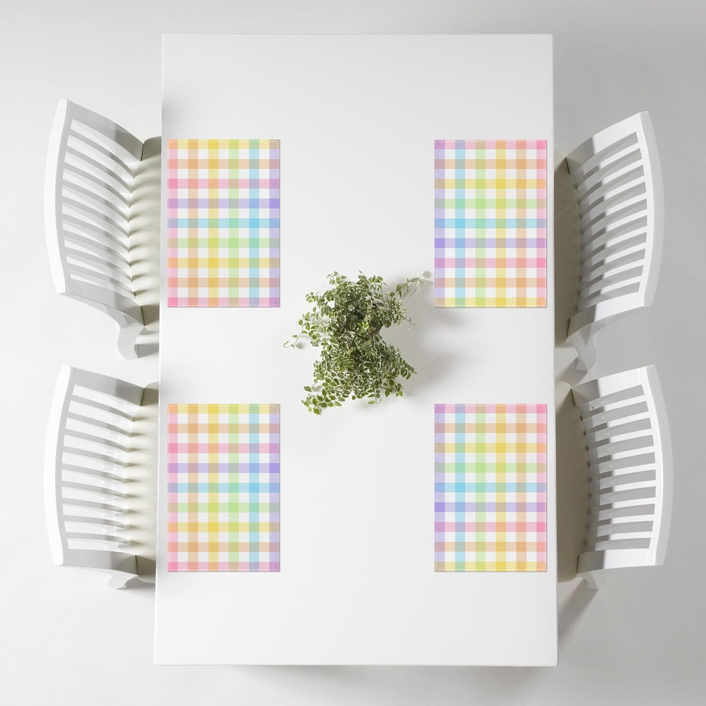 Pudodo Easter Buffalo Plaid Check Placemats Set of 4 Spring Holiday Party Decorations for Home Kitchen Table Supply (12" x 18")