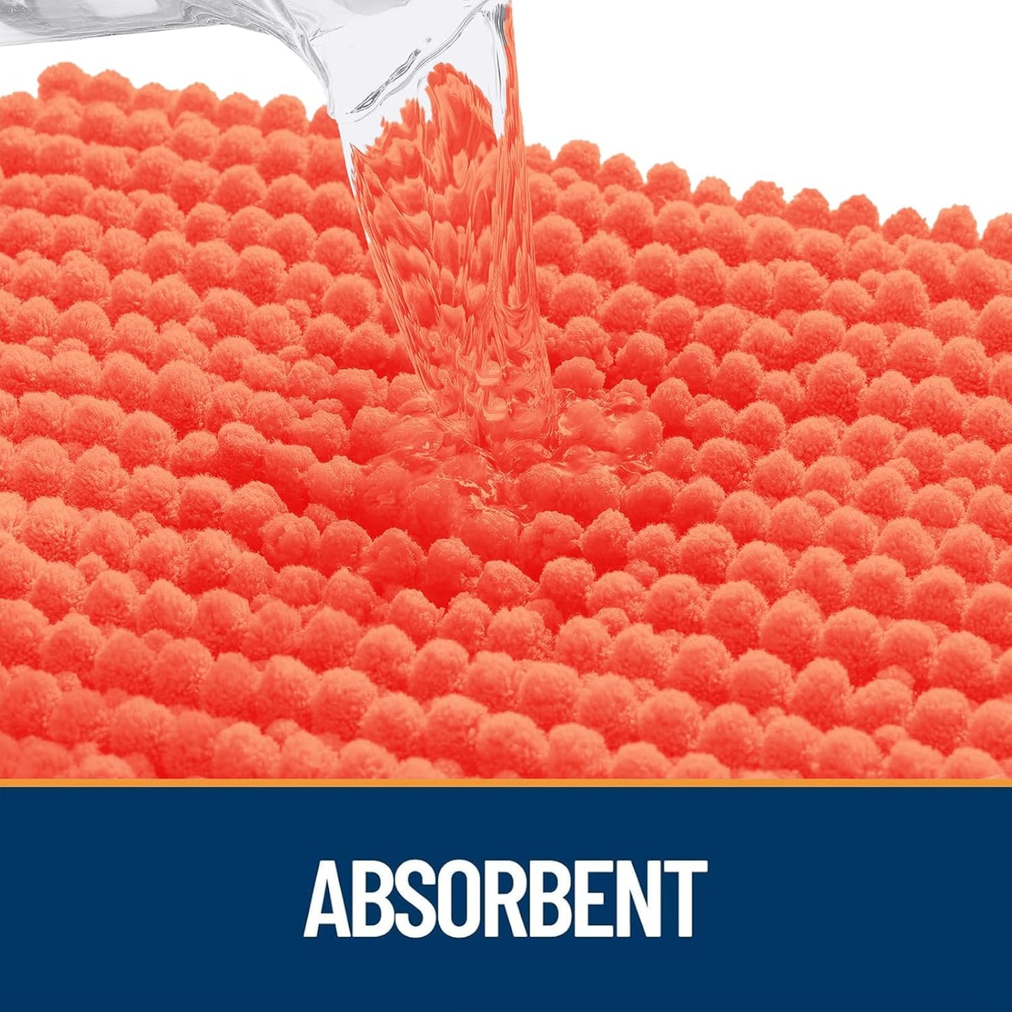 OLANLY Dog Door Mat - Ultra Absorbent Chenille Mud Doormat, Non-Slip & Washable, 36x24, Coral