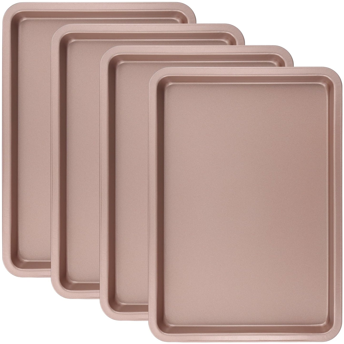 SHEUTSAN 4 Pack Gold Baking Sheet Pan, 13 x 9 x 1 Inch Carbon Steel Oven Tray, Cookie Sheet Pans for Cooking, Roasting