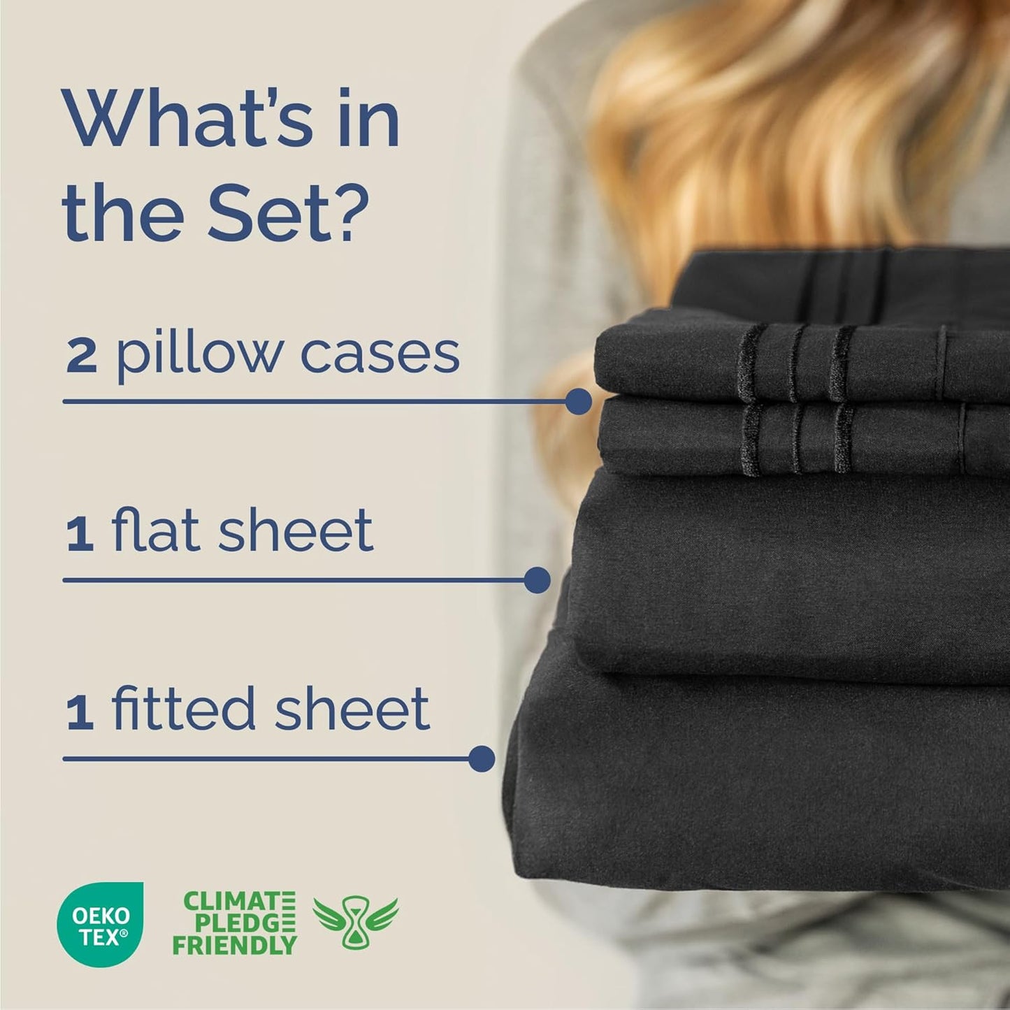 Queen Size 4-Piece Sheet Set | Skiennix Comfy Breathable Cooling Bed Sheets - Ultra-Soft, Deep Pockets, Wrinkle-Free - Black