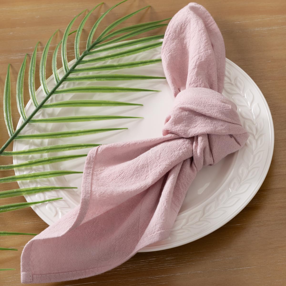 Socomi Cloth Napkins - Pink Linen Cotton Set of 6 | Washable & Reusable 17"x17" for Weddings & Events