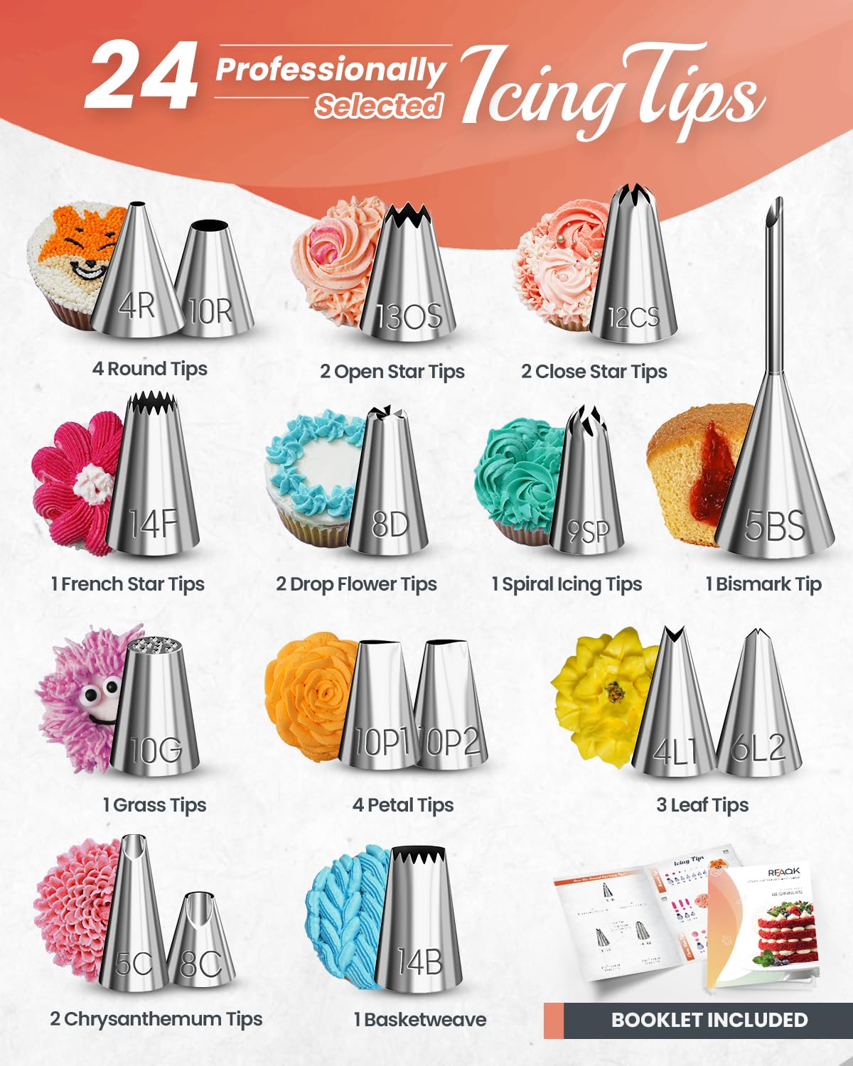RFAQK 700PCs Cake Decorating Kit with Baking Supplies - Cake Turntable for Decorating with Baking Pans, Leveler, 24 Numbered Piping Tips, 2 Spatulas, Fondant Tools, Video Course, Pattern Chart & More