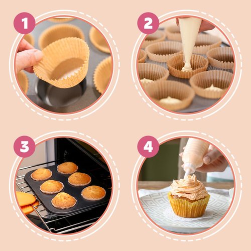 Comfycheer 500pcs Cupcake Liners, Non-Stick Greaseproof Muffin Liners, Food Grade Baking Cups for Mini Cupcake Liners & Muffin Cups