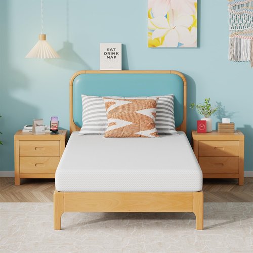 FDW 6 Inch Twin Mattress - Medium Firm Gel Memory Foam with Cooling Ventilation & Pressure Relief | White, Washable Cover