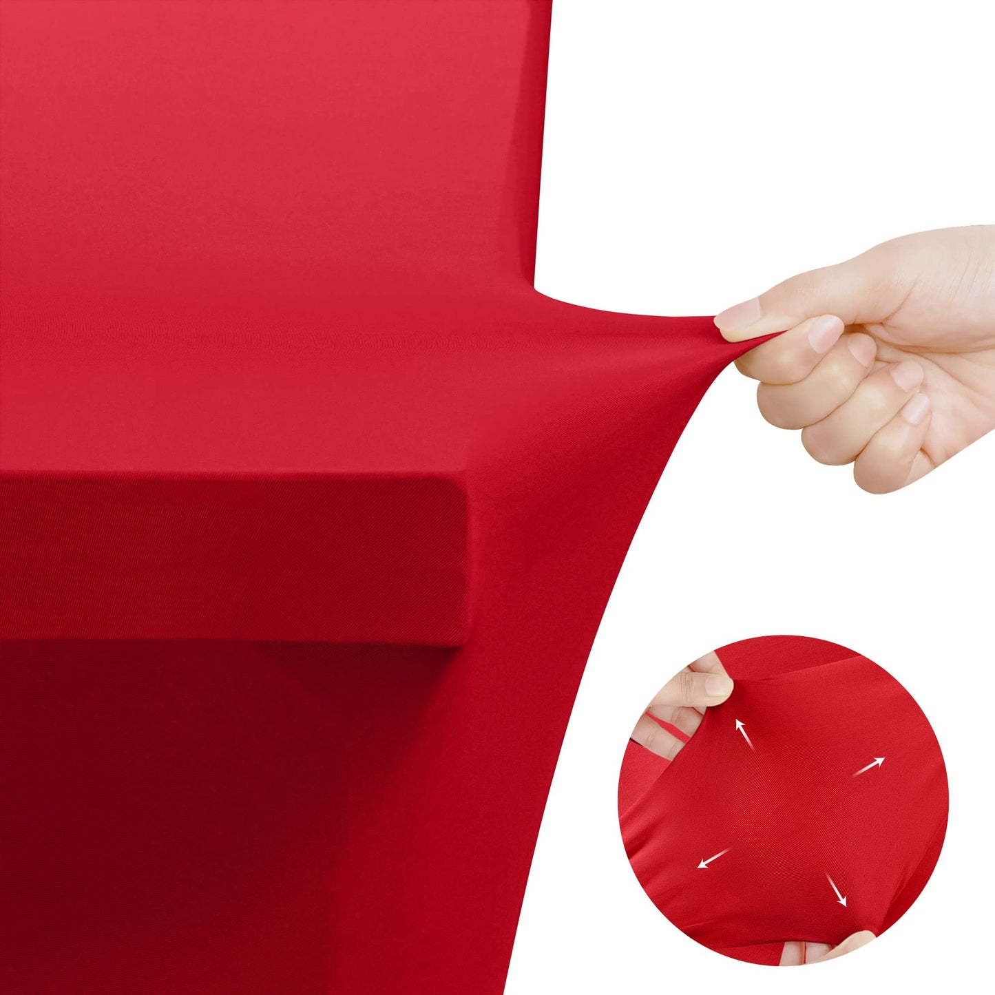 Utopia Kitchen Spandex Tablecloth 10 Pack [6FT, Red] Tight, Fitted, Washable and Wrinkle Resistant Stretch Table Cloth Rectangle Cover for Trade Show, Weddings & Parties [72Lx30Wx30H Inch]