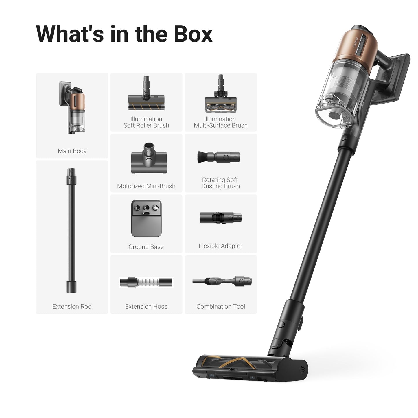 DREAME Z20 Cordless Vacuum Cleaner, Smart Vacuum Cleaner with 250AW Powerful Suction, Up to 90 Minutes Runtime, Versatile for All Surfaces, Handheld Feature for Hard Floors, Carpets & Sofas