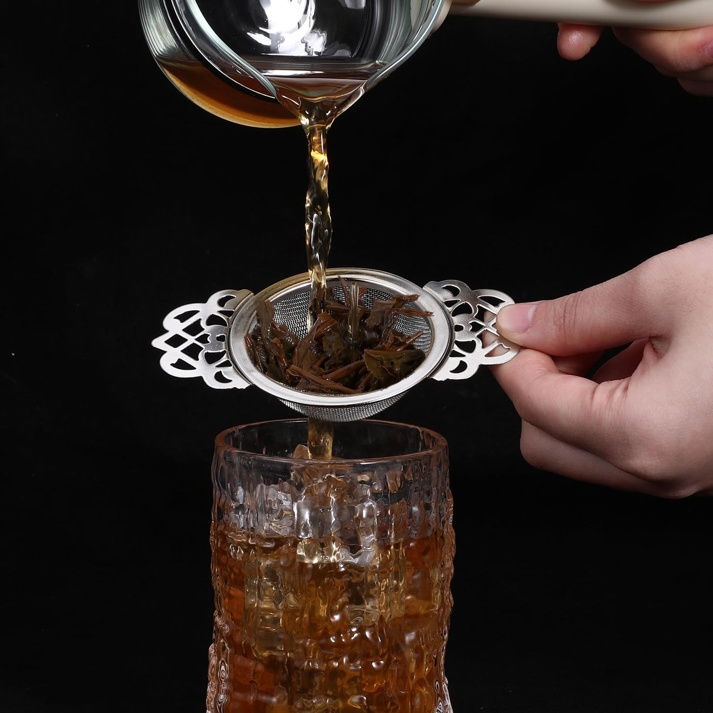 6 Pack Tea Filter Strainers Stainless Steel Loose Tea Infusers 2.5 Inch Tea Steeper with Double Wing Extender and Drip Bowl Sliver Small Fine Mesh Tea Strainers for Loose Tea Juice Coffee Filter