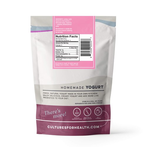Cultures for Health Traditional Yogurt Starter Culture | 4 Packets Direct-Set Thermophilic Starter | Make Up To 12 Cups Thick, Tangy Probiotic Yogurt | Powdered Live Active Cultures for Yogurt Making