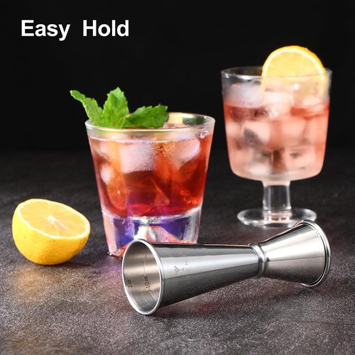 Etens Professional Japanese Jigger w/Measurements Inside – 1 oz 2 oz Cocktail Shot Measure Jigger, Bar Measuring Jigger for Bartending, Drink Measurer Cup (Silver, Stainless Steel)