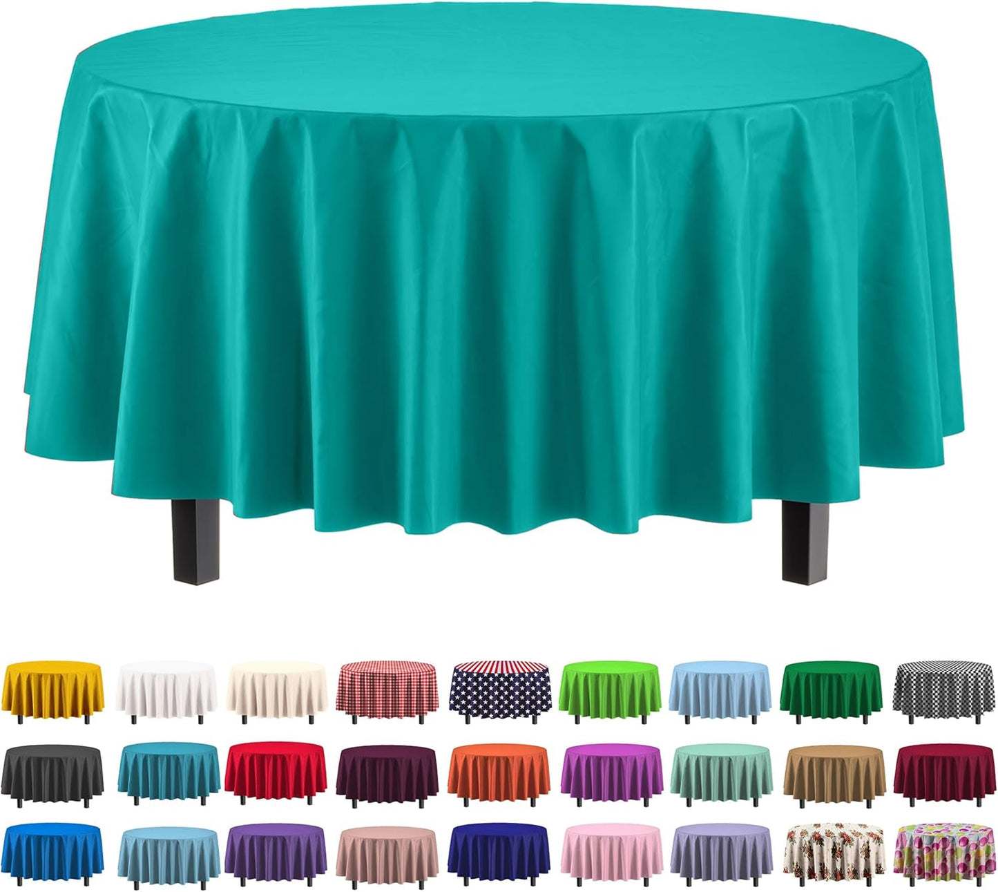 Ivory 84-Inch Round Tablecloth - 12-Pack Premium Plastic Party Supplies