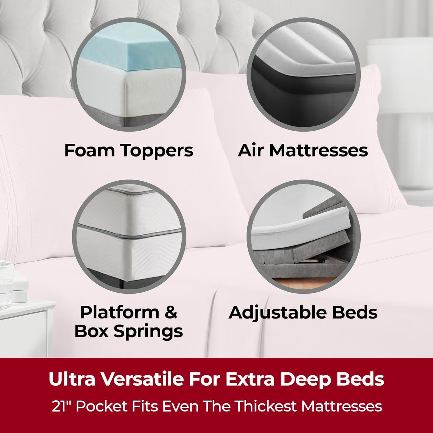 Mellanni Extra Deep Full Sheets - Hotel Luxury Ultra Soft Cooling Bedding - 4 PC Set (Blush Pink)