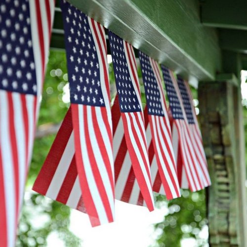 Anley US National American String Pennant Flags, Patriotic Events 4th of July Independence Day Decoration Sports Bars - 33 Feet 38 Flags