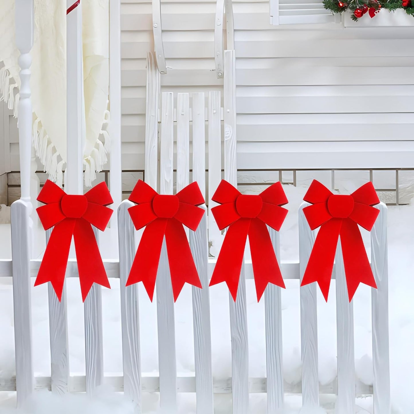 Regine Switzerland 24 PCS Red Velvet Bows - Festive 5x8 Inch Hanging Decorations for Christmas Trees & Wreaths