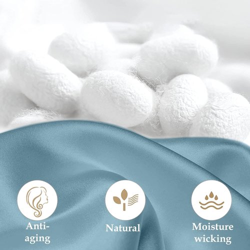 INSSL Mulberry Silk Pillowcase - Luxurious Comfort for Hair & Skin | Blue Gray, Standard Size