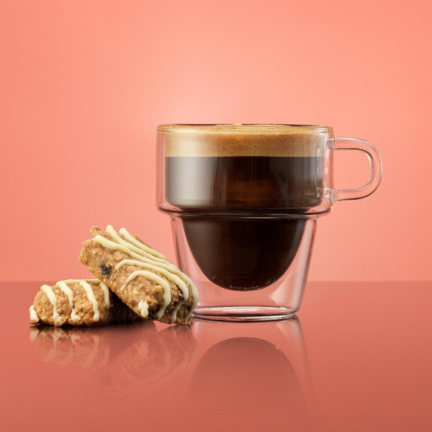 JoyJolt Stoiva Double Wall Insulated Espresso Glass Cups – 5 oz. (150 ml) Shot Cup with Handle – Stackable Thermal Clear Glass Cups, Fit for Espresso Machine and Coffee Maker – Set of 4