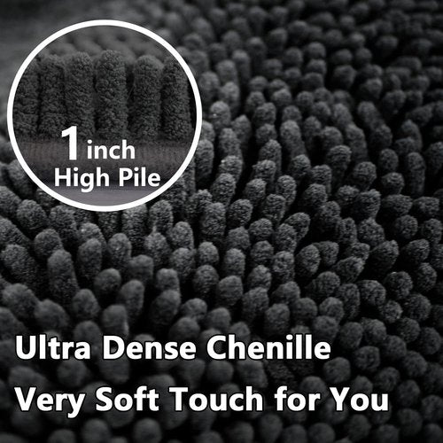 BOANKODU Bathroom Rugs - Extra Soft Chenille Bath Mats | Quick Dry, Machine Washable, 15x23, Dark Grey