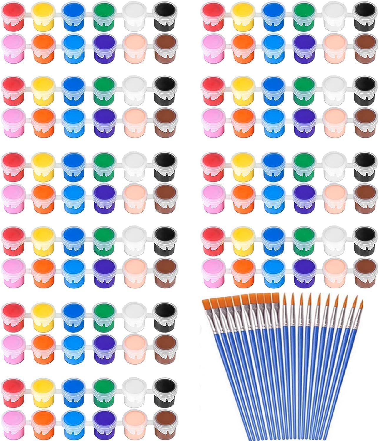 Skiennix Mini Acrylic Paint Set - 145 Pcs Washable Paints with 12 Colors & 5 Trays for Kids & Adults Crafting