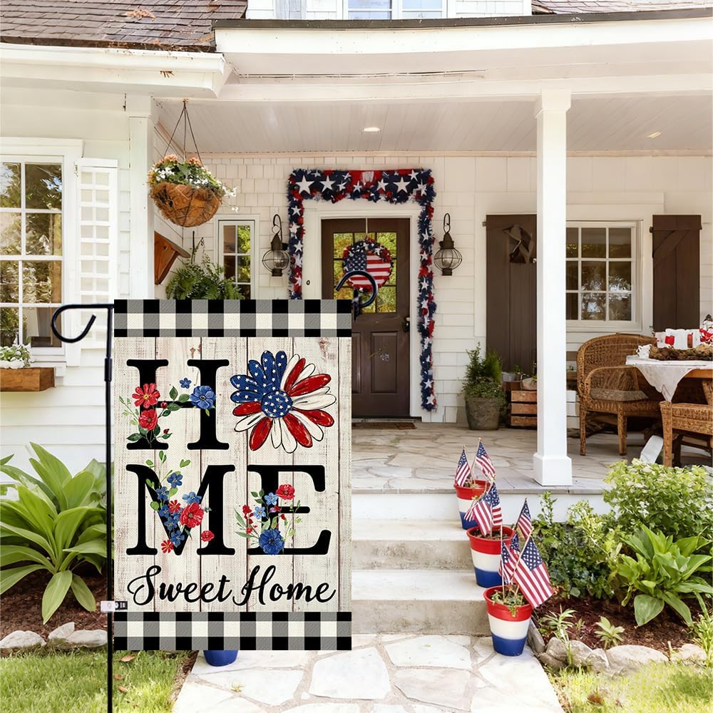 ORTIGIA Patriotic Garden Flag - Double-Sided Burlap Design for Independence Day | 12.5x18 Inch Outdoor Decor