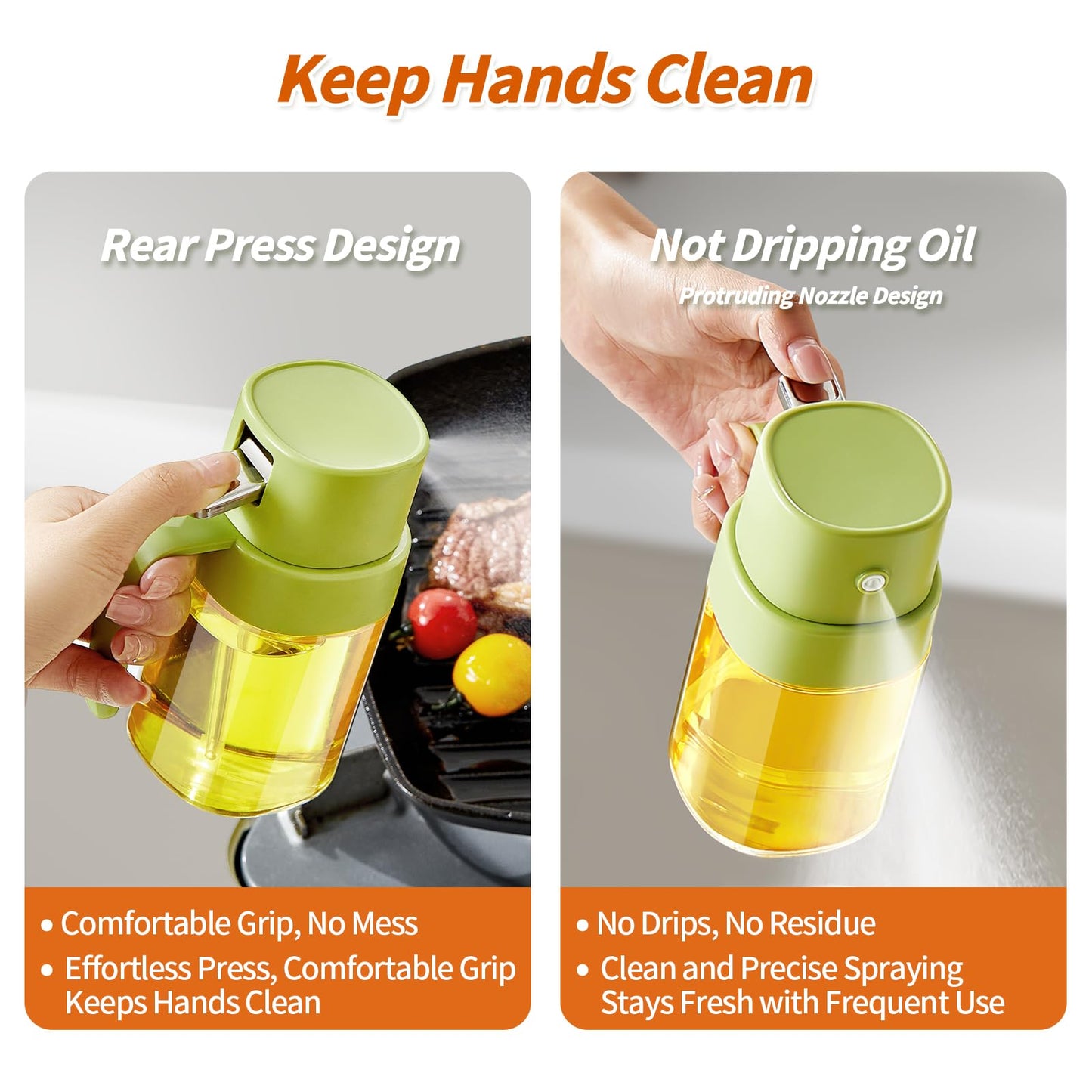 YARRAMATE Mini Oil Sprayer for Cooking, 6.8 OZ/ 200 ML Premium Oil Spray Bottle for Kitchen, Food-grade Olive Oil Sprayer, Portable Oil Mister for Air Fryer, kitchen, Outdoor BBQ and Camping (Green)