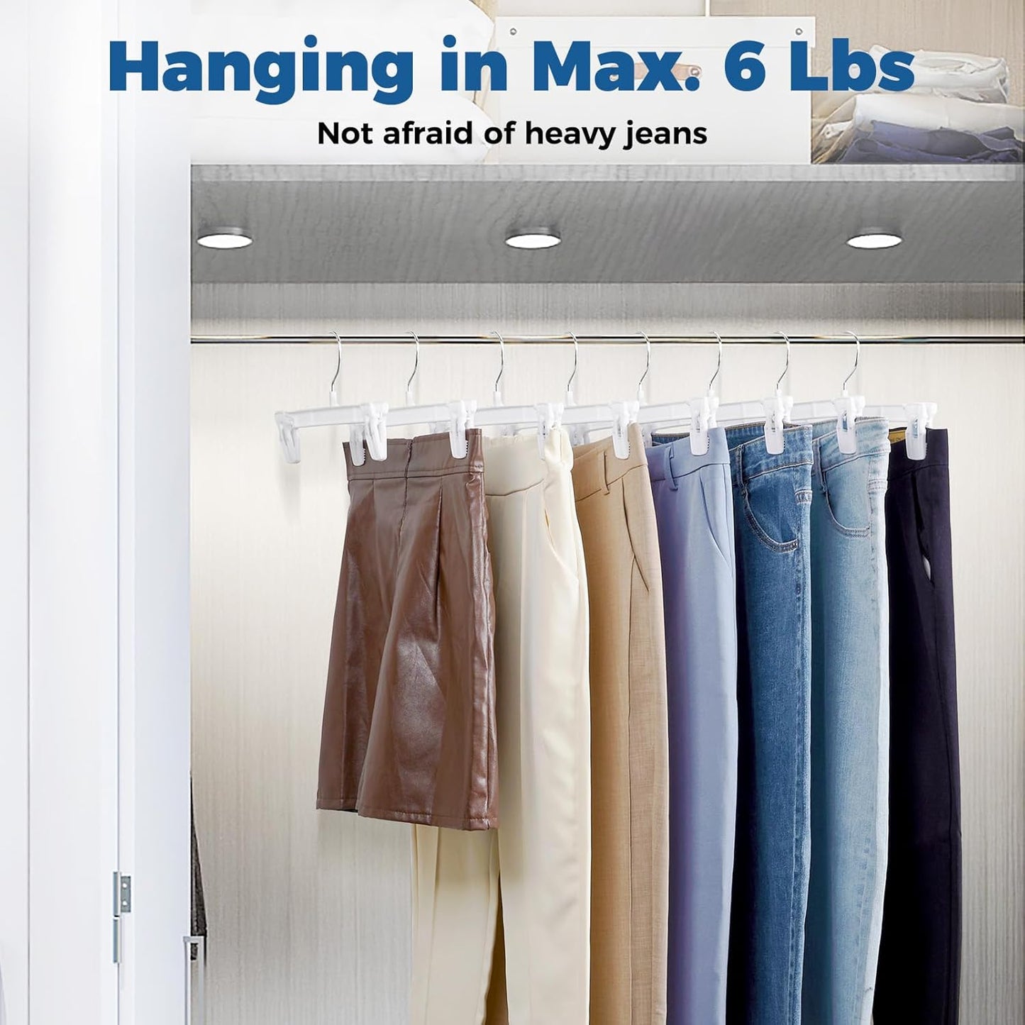Smartor Skirt Hangers - Durable Pants Hangers with Clips | Space-Saving Design | 30 Pack for Men & Women