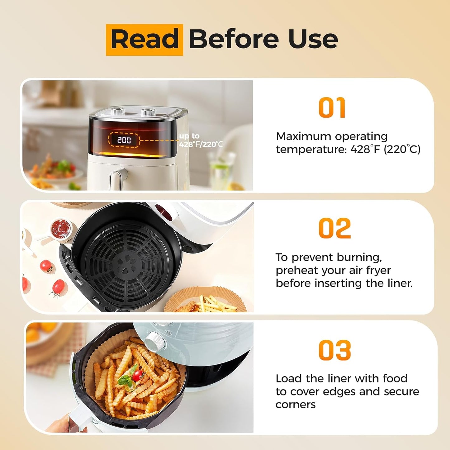 Vailnd Air Fryer Paper Liners - 405 PCS Non-Stick Parchment for 5-8 QT Baskets | Waterproof & Oil-Proof