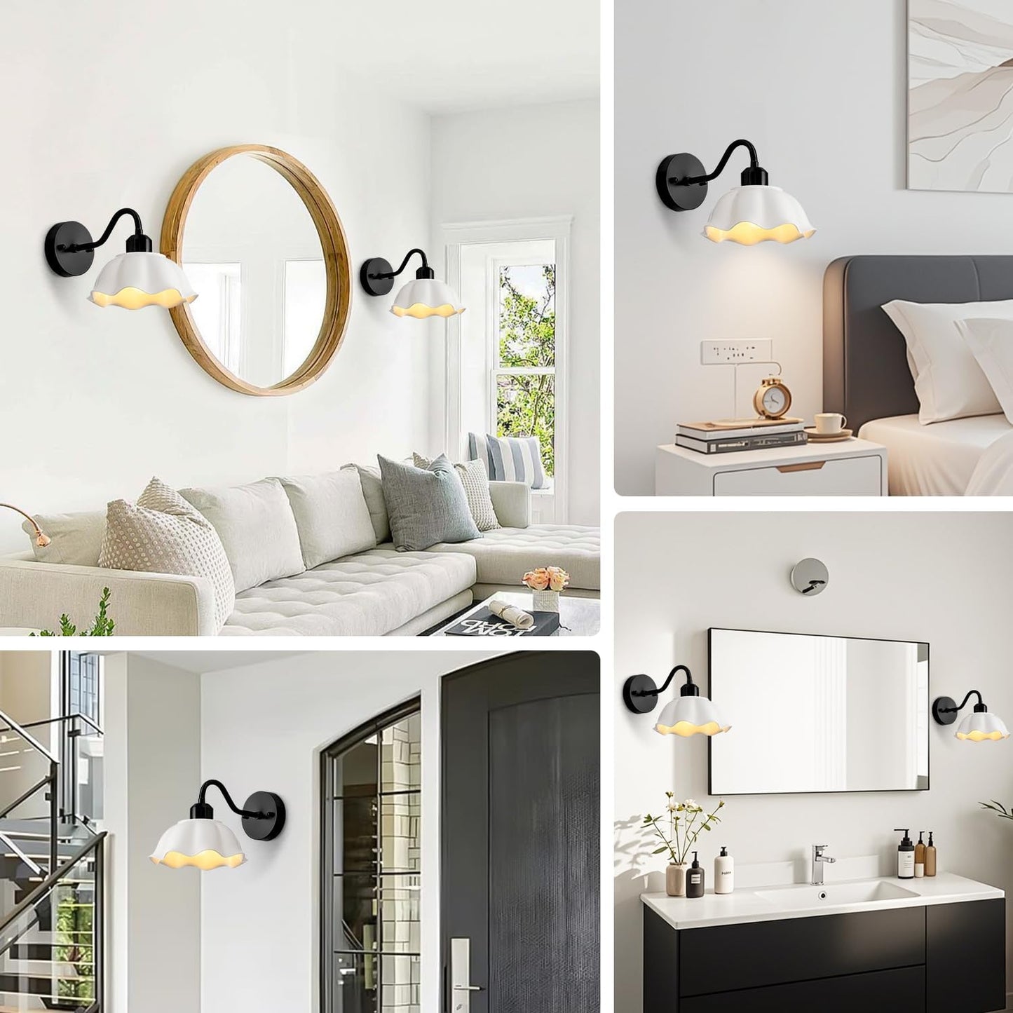 Gold Wall Sconce 1-Light Modern Wall Lighting Fixture Farmhouse Vanity Sconces Lights with Milk White Glass Shade Indoor Wall Sconce Lamp Wall Mount Light Fixture for Bedroom MWL02-1A