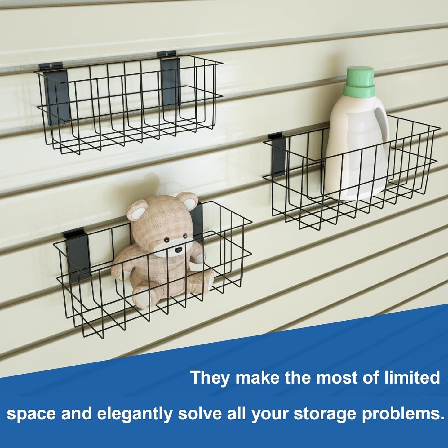 NeatiEase 29 PCS Slatwall Accessories Kit - Versatile Storage Solutions with Baskets & Heavy-Duty Hooks