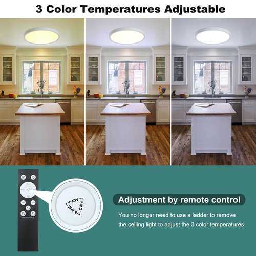 2 Pack ZSYUBO 12 Inch Motion Sensor Ceiling Light Wired,24w Flush Mount Light Fixture Round, Motion Sensor Light Indoor for Closet Hallway Porch Laundry Basement Garage Pantry, 3000k/4000k/6000k White