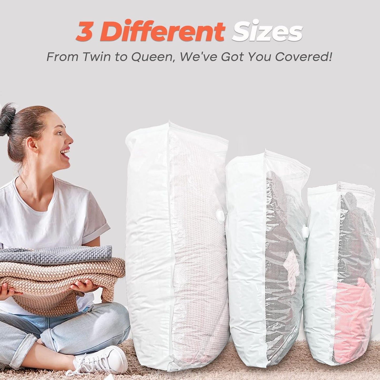Vacbird Vacuum Seal Bags - 12 Pack Compression Storage Bags with Cordless Pump | Space Saver for Clothes & Bedding