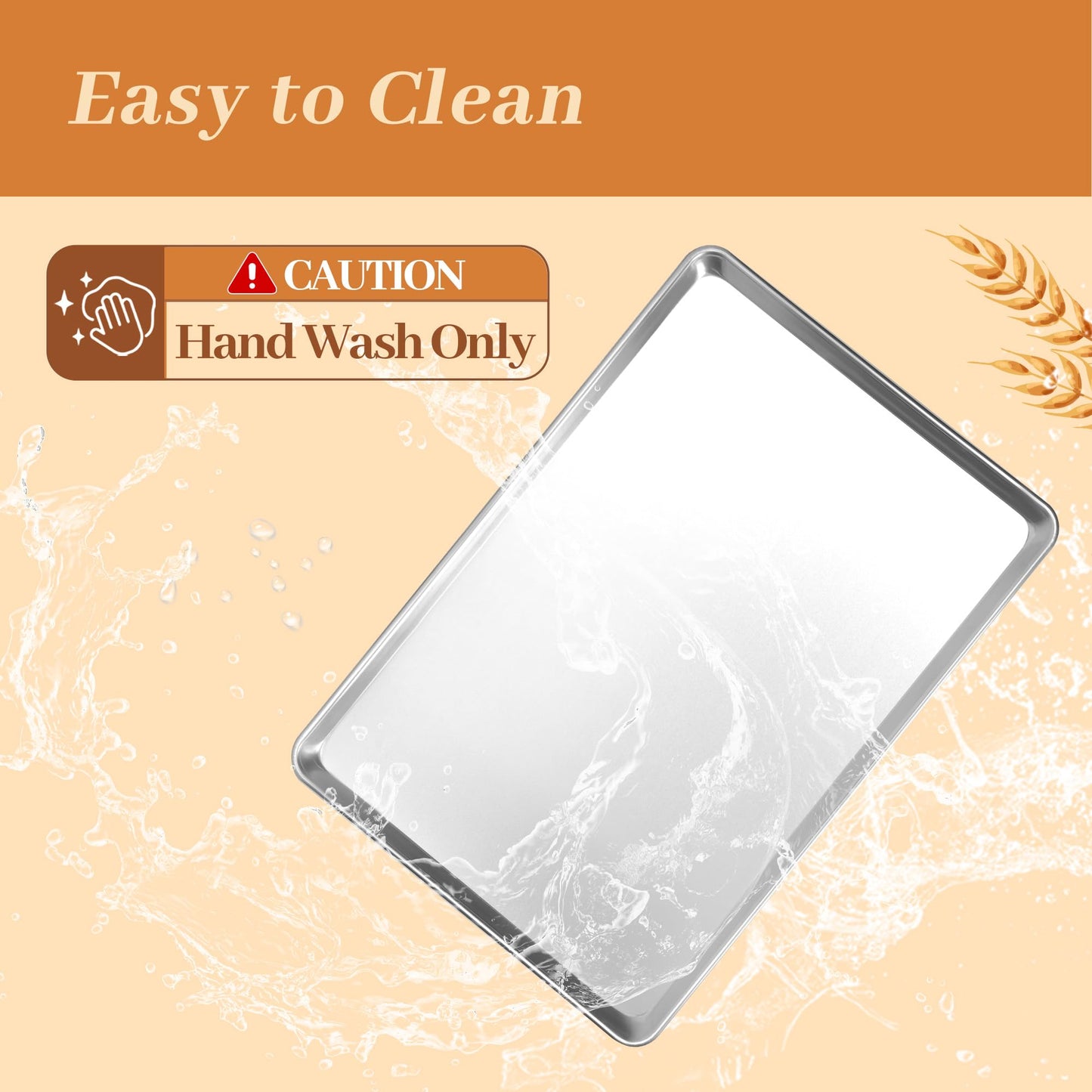 STEELUS 6 Pack Half Size Baking Sheet Pans, Aluminum Commercial Cookie Sheets Non-Stick, 18"x13"