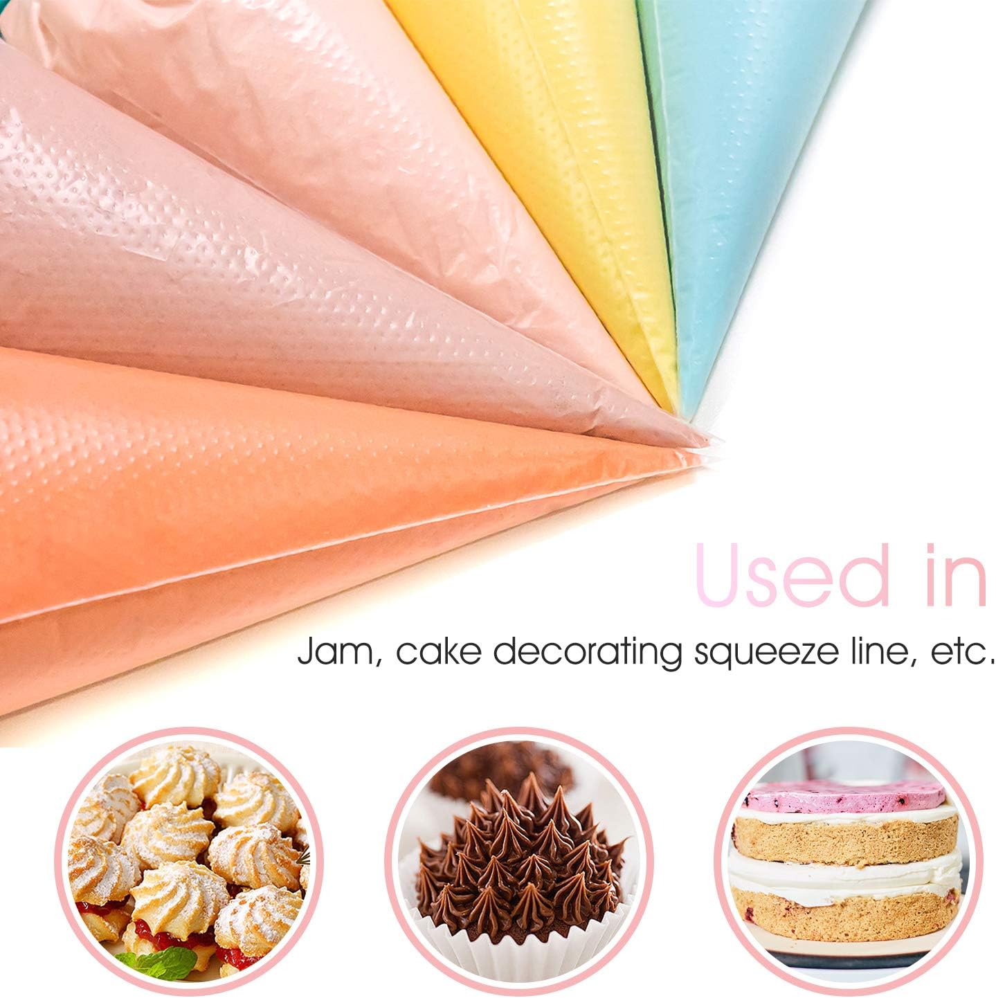 VolksRose 18-Inch Disposable Piping Bags - 100 Anti-Burst Non-Slip Cake Decorating Bags for Icing and Frosting