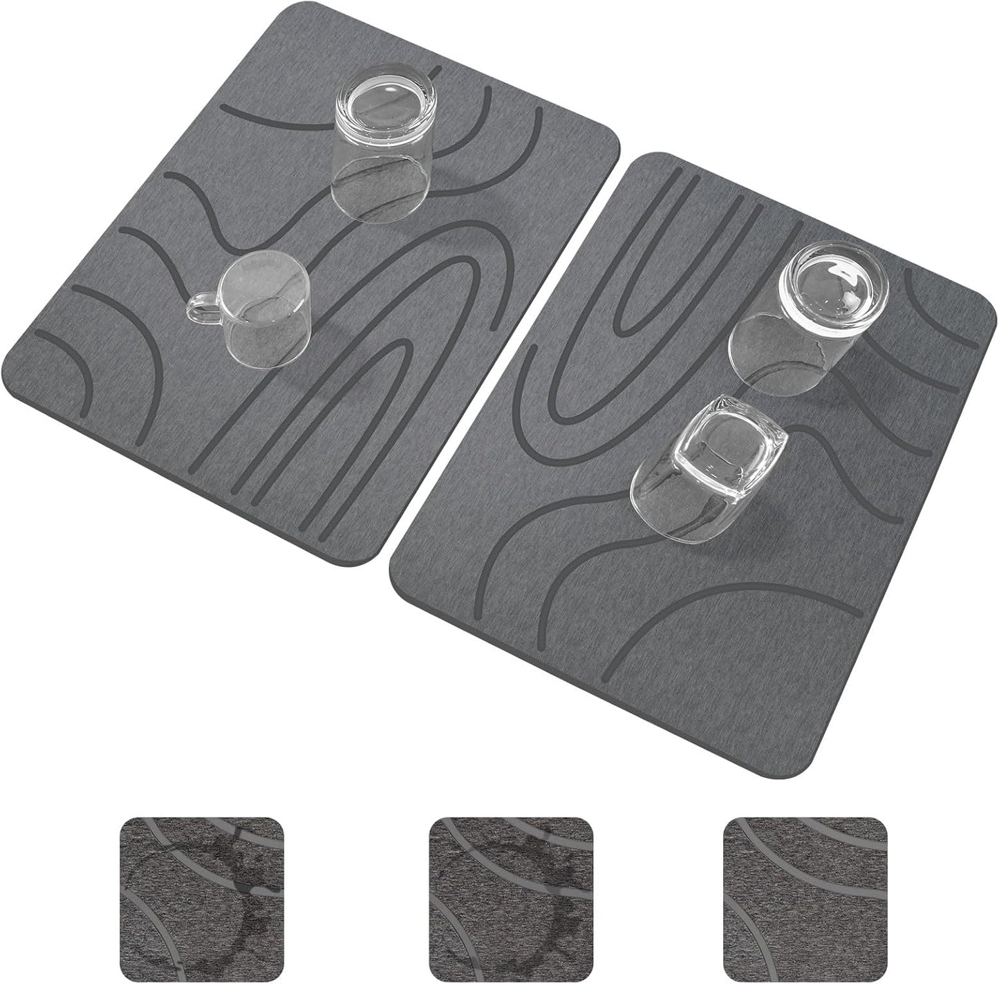 Skiennix Stone Drying Mat - Quick-Drying Diatomaceous Earth | 2 Pack, 16''x12'', No Moisture Residue