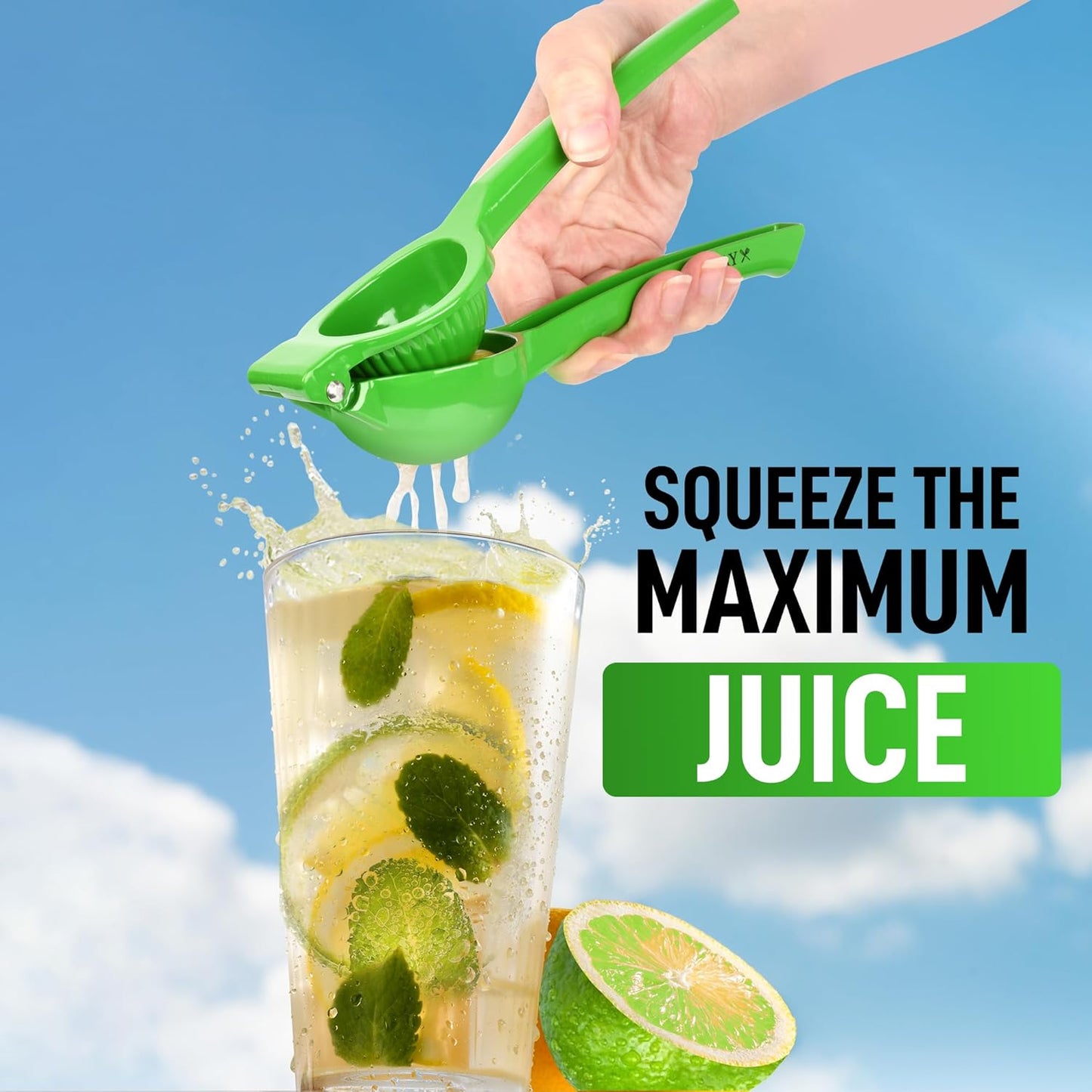 Zulay Metal Lime Squeezer - Heavy-Duty Citrus Juicer for Maximum Juice Extraction - Ergonomic Green Manual Press