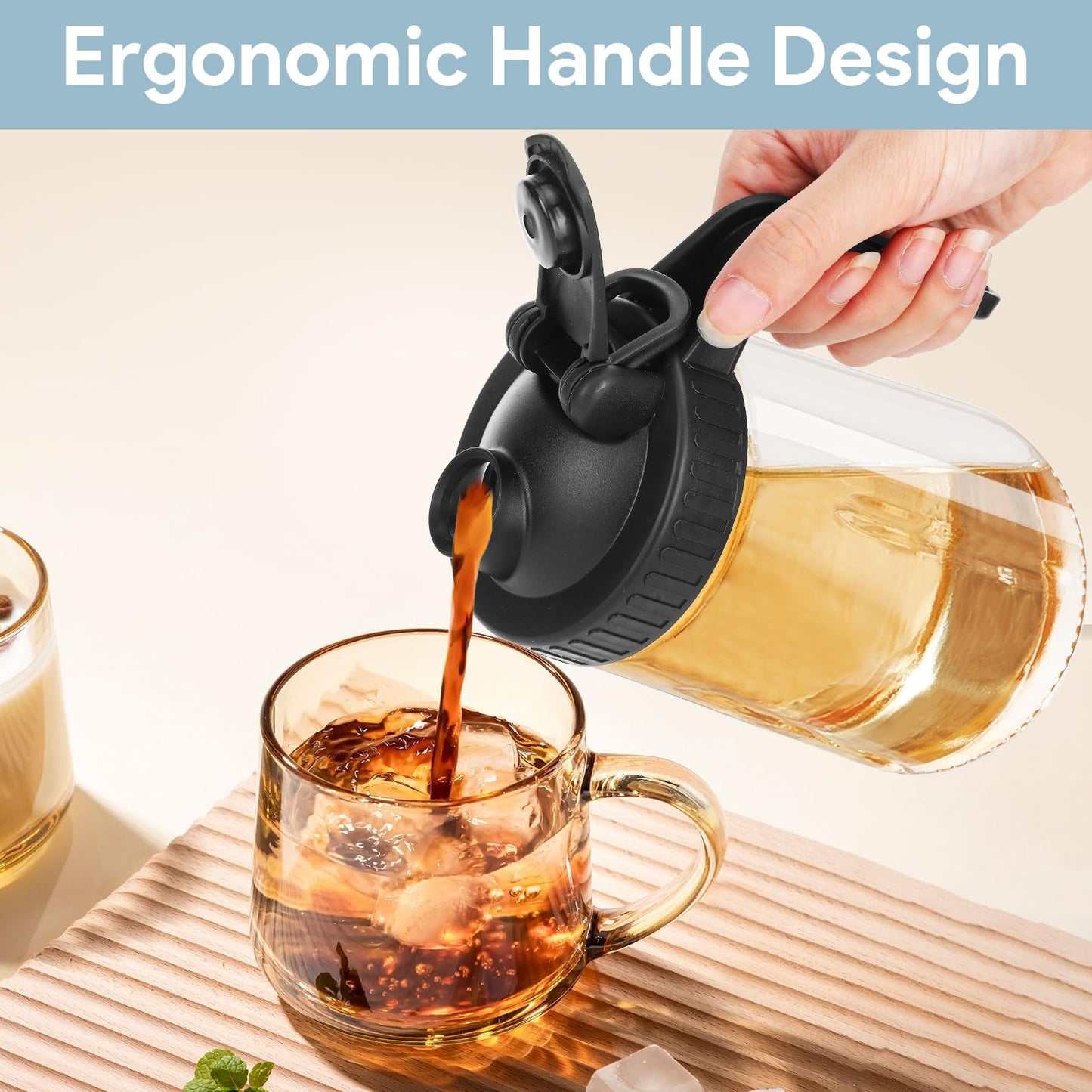 Wide Mouth Mason Jar Pour Spout Lid 4 Pack with Handle Easy to Open, Airtight Leak Proof, Mason Jar Lids Durable Easy to Clean for Drinking Salad Dressing Storing Pouring (Black)