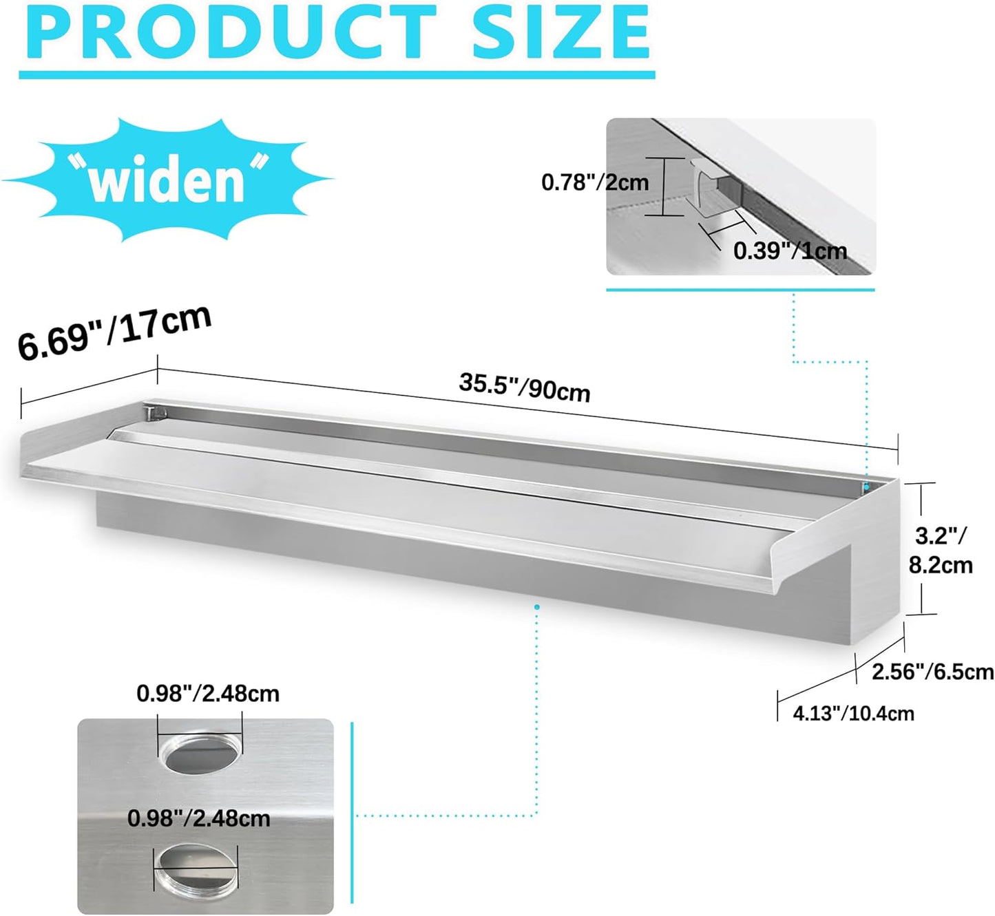 304 Stainless Steel Pool Waterfall Stream Element,Extension Stream,Garden Waterfall DIY Fountain for Garden,Yard,Terrace,Pond Basin,Fountain,Balcony