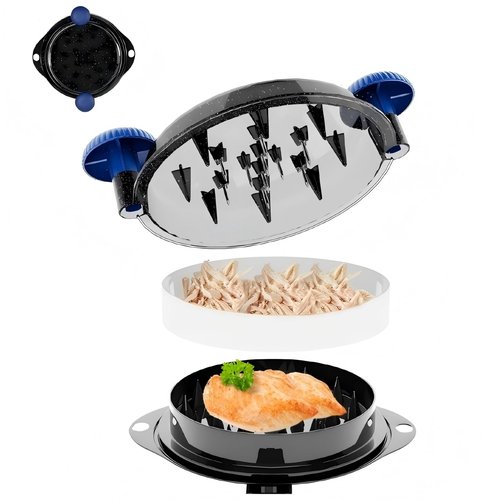 Chicken Shredder Meat Shredder Tool Twist Large - Upgraded with Stainless Steel Spikes for Shredded Chicken Breast Beef Pork Turkey Kitchen Gadgets Essentials Blue&Black